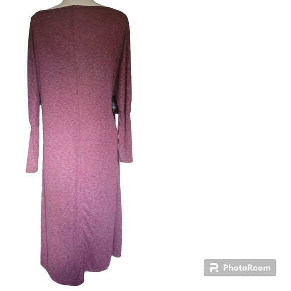 COZY LONG SLEEVE KNIT WRAP DRESS IN RED SYRAH HEATHER - S - Picture 4 of 8